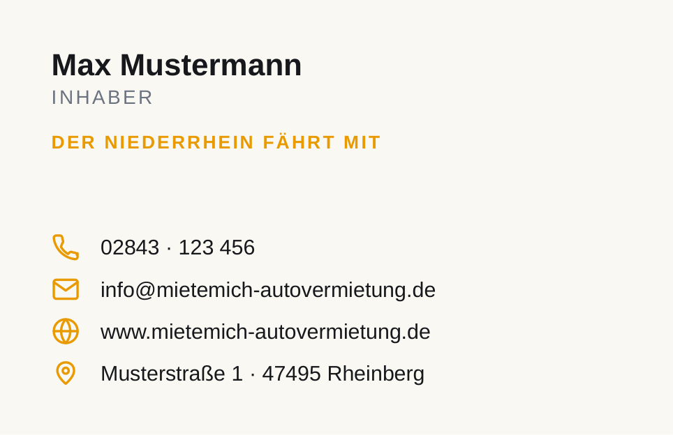 Visitenkarte Rückseite